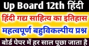 Up Board Class 12th Hindi Important Objective Question
