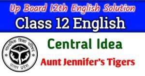 Up Board Class 12th English Central Idea Aunt Jennifer's Tigers - Aunt Jennifer's Tigers central idea - Class 12th English Poetry - Aunt Jennifer's Tigers central idea in hindi
