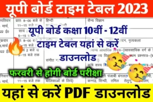 UP Board Class 10th-12th Time Table 2023 Released Now: Download Up Board Time Table 2023 PDF