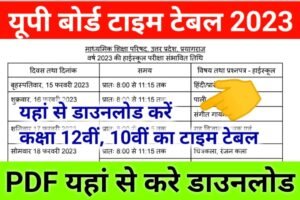Up Board Class 10th-12th Time Table 2023 Download Links @upmsp.edu.in